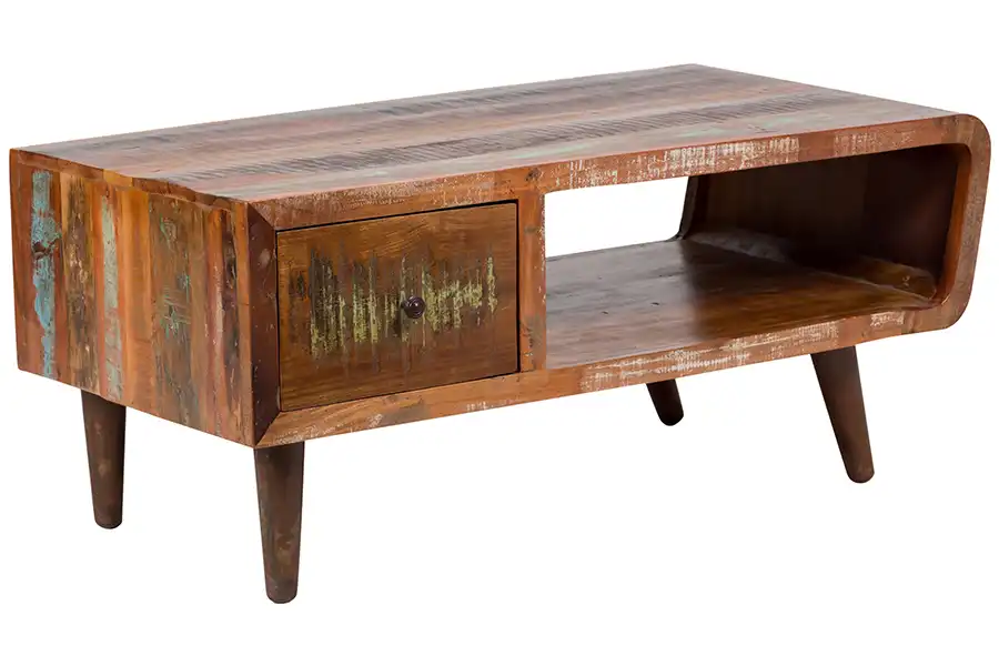 Reclaimed Wood Coffee Table with 1 drswer & 1 open compartment (Knock Down) - popular handicrafts